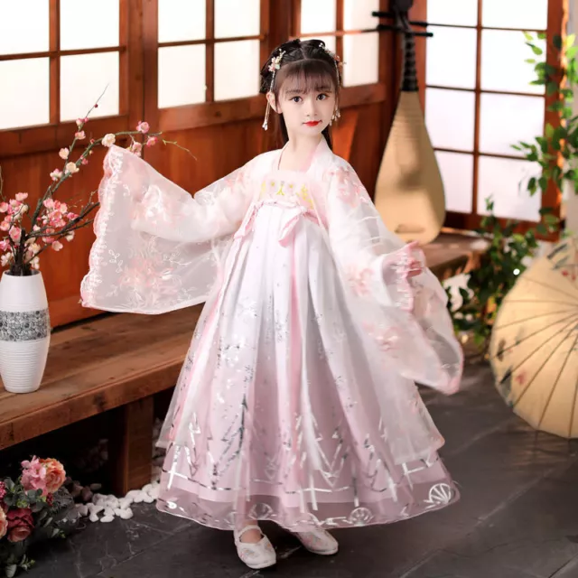 Bambine Ragazze Ricamo Hanfu Abito Cinese Abbigliamento Cosplay Costume Ttang 2