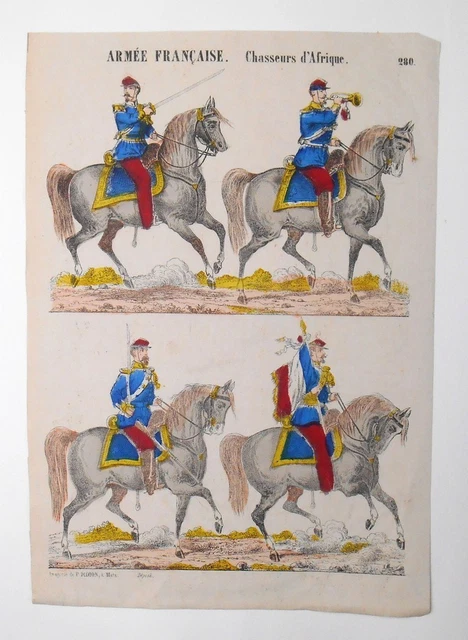 Gravure sur bois - Imagerie Populaire - Armée Française - Chasseur d'Afrique