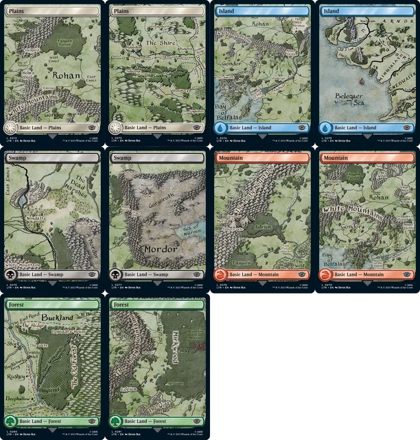 MIDDLE EARTH MAP Land Set of 10 mtg Lord of The Rings Full Art Mana