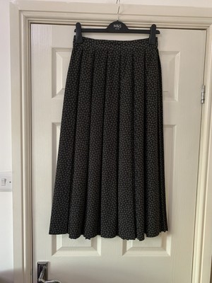M&S Nero Grigio Bianco a Righe Lungo Aline Estate Gonna Taglia 12 