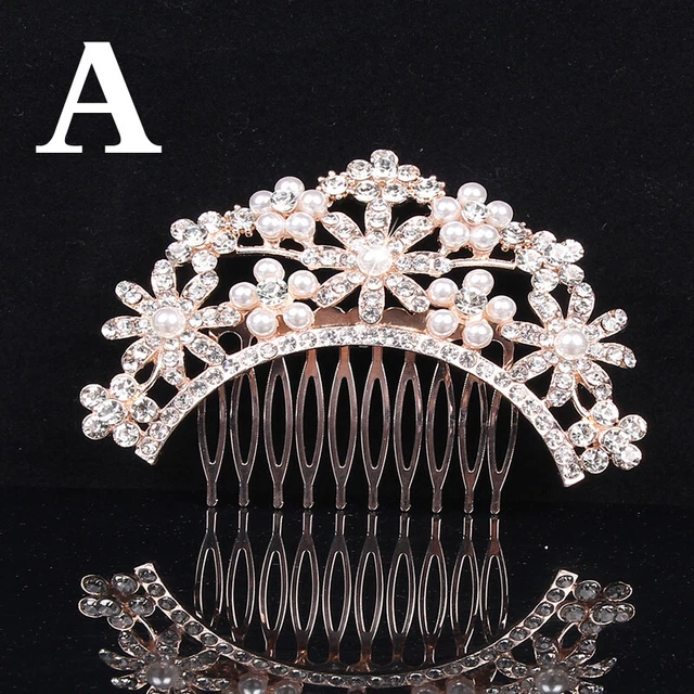 Bridal Flower Hair Comb Crystal Diamante Pearl Clip Slide Wedding Hairpiece Prom