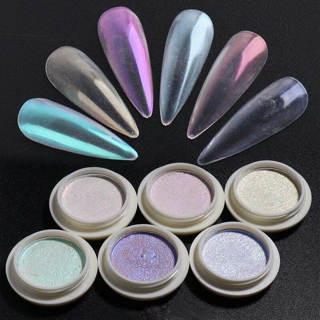 Brillo holográfico monocromo Aurora uña polvo arco iris polvo hielo Ne