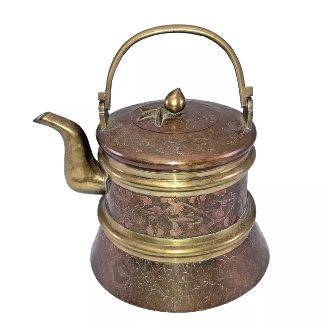 Engraved Chinese Copper Brass Tea Pot