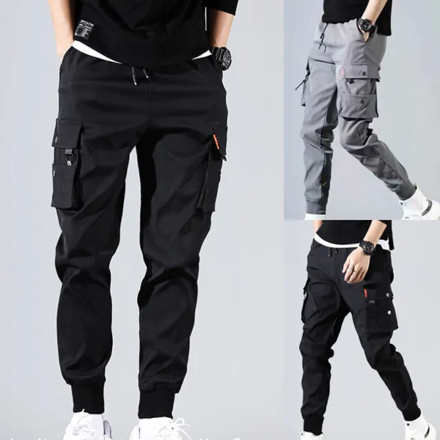 Men's Casual Hip Hop Harem Cargo Long Pants Trousers Joggers Cool Streetwear