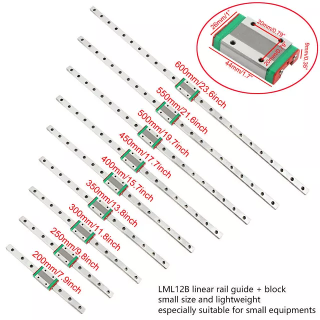 12mm Miniature Linear Slide Rail Guide + MGN12H Sliding Block DIY 3D Printer