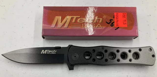 M-TECH FOLDING KNIFE With Pocket Clip (Black-Plain Edge) Item# MT-110BS