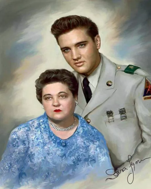 ELVIS PRESLEY PORTRAIT WITH MOTHER GLADYS Celebrity 8x10 Photo Rock & Roll King!