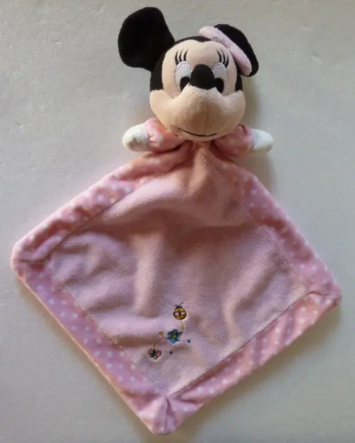 X5. DOUDOU PLAT NICOTOY DISNEY MINNIE rose coccinelle fleur papillon pois - TBE