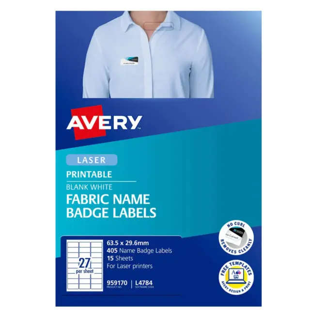 Avery Silk Name Badge Label Comfortable Adhesive Fabric Flexible Acetate Silk