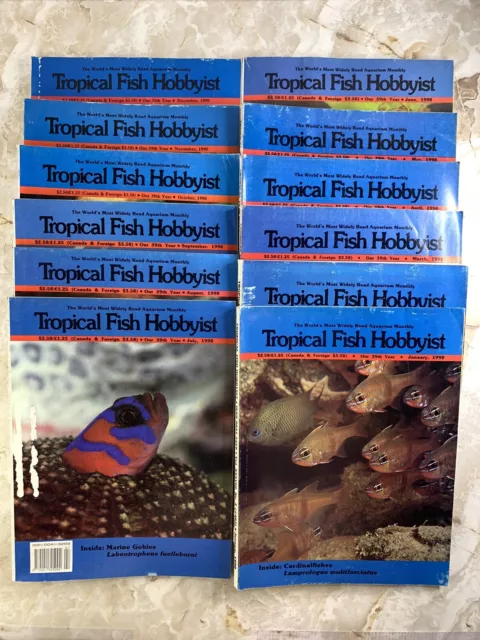 Tropical Fish Hobbyist Exotic Magazine 1990 12pc Lot Vintage Catalogs