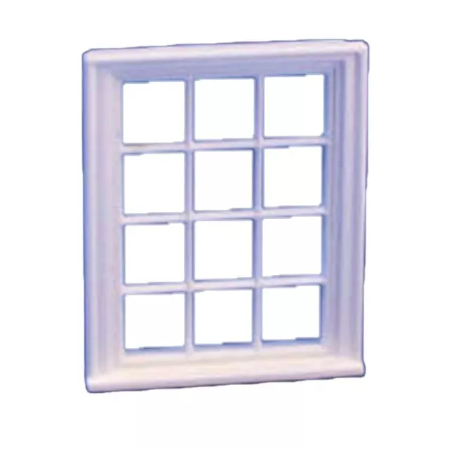 Dollhouse Window Victorian 12 Panel White Plastic 1:24 1/2 Inch Scale Frame