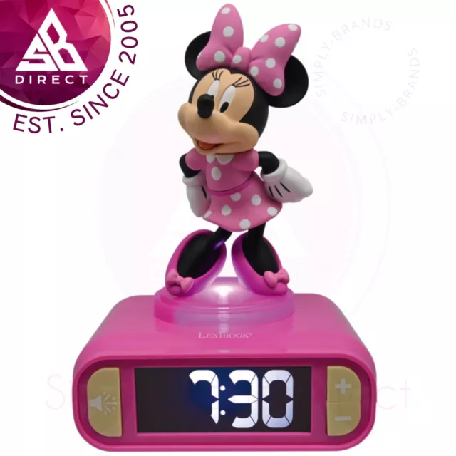 Lexibook 3D Minnie Mouse Alarm Clock For Kids│with Night Light & Snooze Function