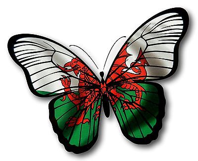 Farfalla Bellissima Design Con Gallese Galles Cymru Bandiera Vinile Auto Adesivo