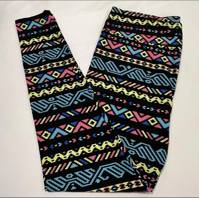 NEW LuLaRoe TC2 Leggings BLACK Fiesta Turquoise AZTEC Southwest Western SW Line