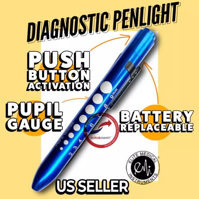 1 Royal- Medical Nurse Diagnostic Soft LED Pupil Gauge Pen Light Penlight