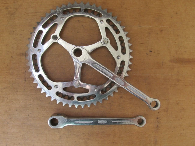 Pédalier Ancien Solida Acier - Vélo Course Route - Manivelles 170mm Plateaux 47/50 (France)