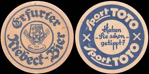 DDR Bierdeckel - Riebeck - Erfurt - Lotto