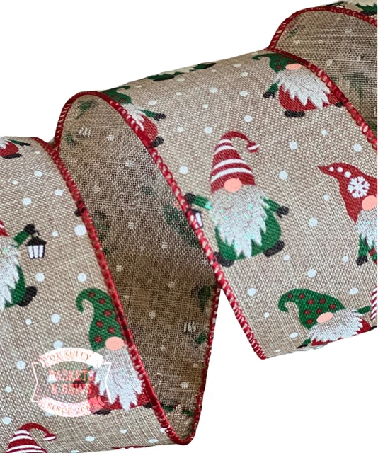 WEIHNACHTSDRAHT KANTENBAND HESSISCH & GNOM 63 mm GESCHENKVERPACKUNG HANDWERK DEKORATION