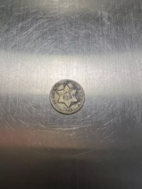 1851  Three Cent Silver Piece CHOICE VF