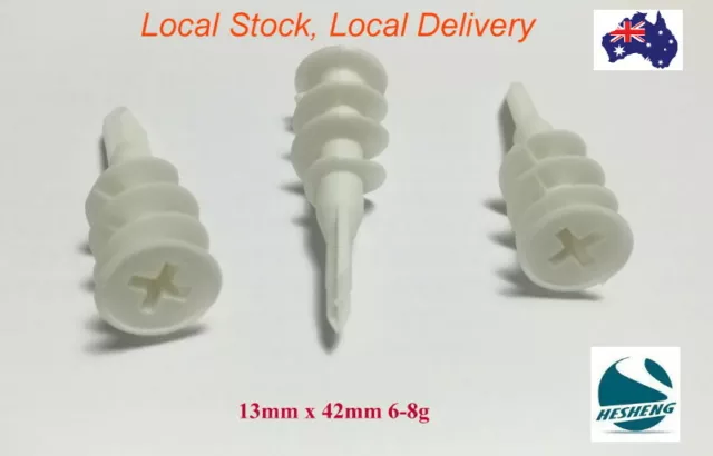 13mm x 42mm NYLON Wall Mate Plug Wallmate Anchor Plasterboard Gyprock Fixings