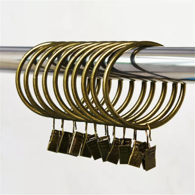 10PCS Metal Curtain Rings With Clip Hanging Hook Rod Solid Drapery Clamp 35-63mm