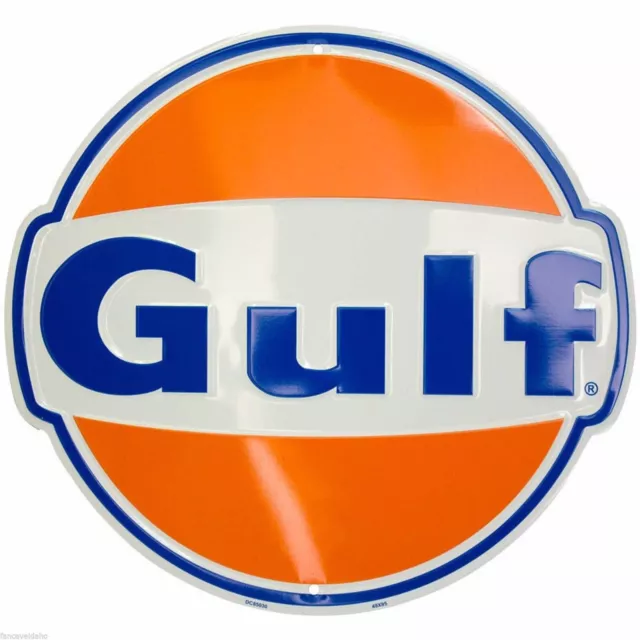 GULF Blechschild Oil Gas US Racing Le Mans 60s logo tin sign Benzin Öl Zapfsäule