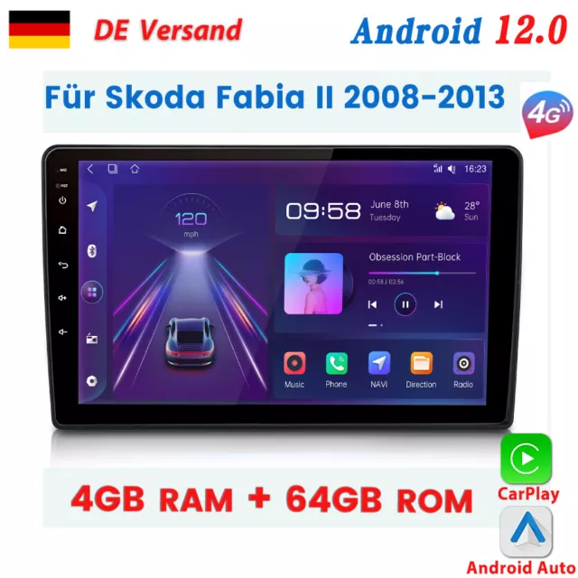 4+64G Carplay Android12 Für Skoda Fabia II 2008-2013 Stereo Autoradio GPS SAT BT