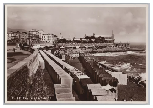 Genua / Genova Italien - Lido d'Albaro mit Strandhäuschen - Altes Foto AK 1930er