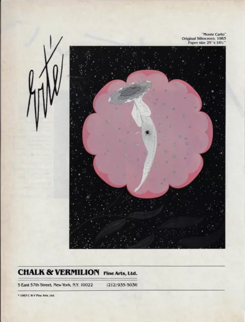 ERTE Monte Carlo Silkscreen Art Ltd Edition Gallery Print Ad~1983