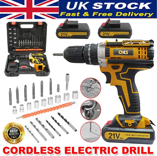 21V CORDLESS DRILL Electric Screwdriver Impact Driver Combi Drills Kit+