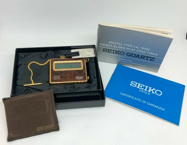 SEIKO QUARTZ cal. 74102 Sveglia da viaggio vintage Pocket alarm dual zone Nuovo