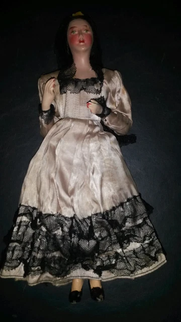Very Old Spanish Bisque Doll Vintage Hand Painted