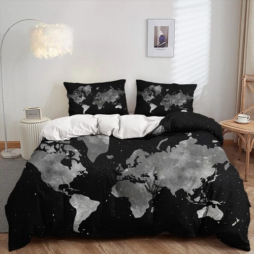 LUXURY 3D PRINTED World Map Bedding Set Duvet Cover With Pillowcase