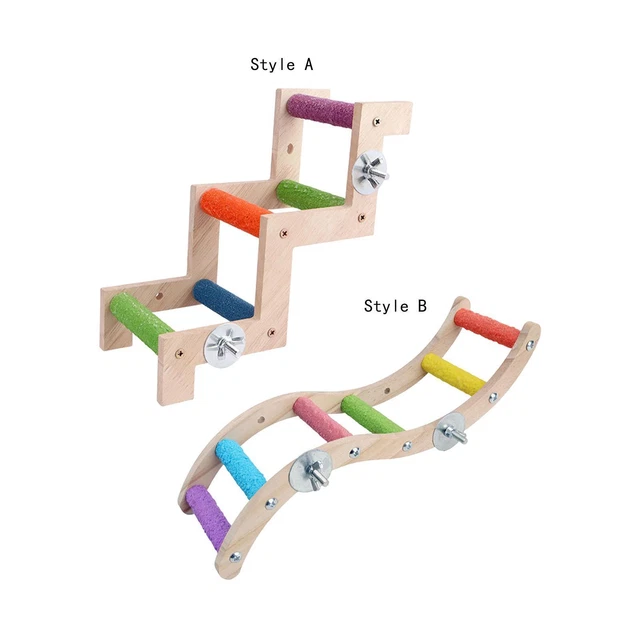 Vogelholz Sitzstange & Spielplattform Mit Leiter – Holz Spielstation Für Vögel, Hamster, Kleintiere