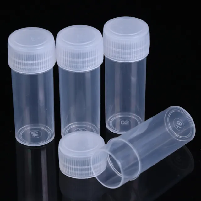 20Pcs 5ml Plastic Test Tubes Vials Sample Container with Cap for Chemis.zy