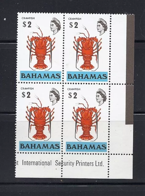 Bahamas 1976 Scott 329b (Écrevisses) Wmk 373 Latéral VF MNH Bloc / 4