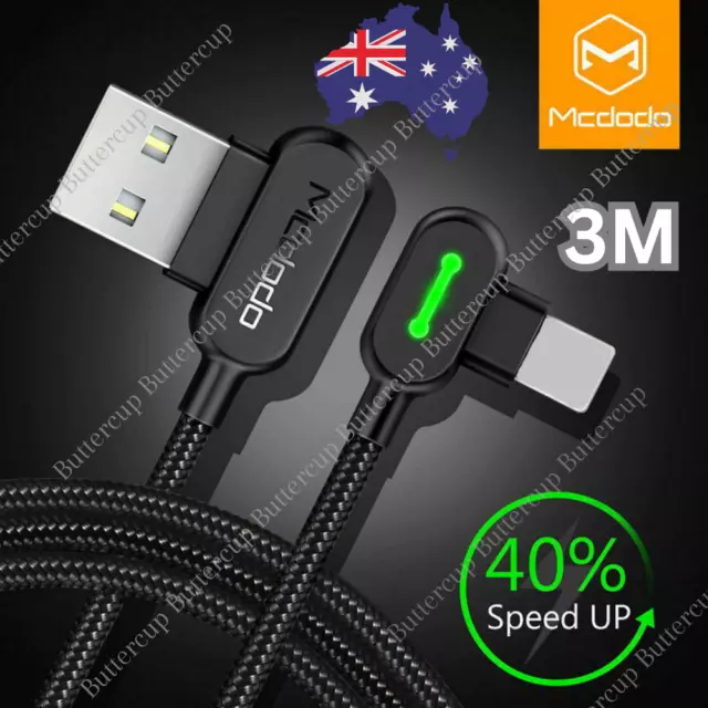 MCDODO Fast USB Cable Heavy Duty Charging Syn Charger For iPhone 90 Degree Angle