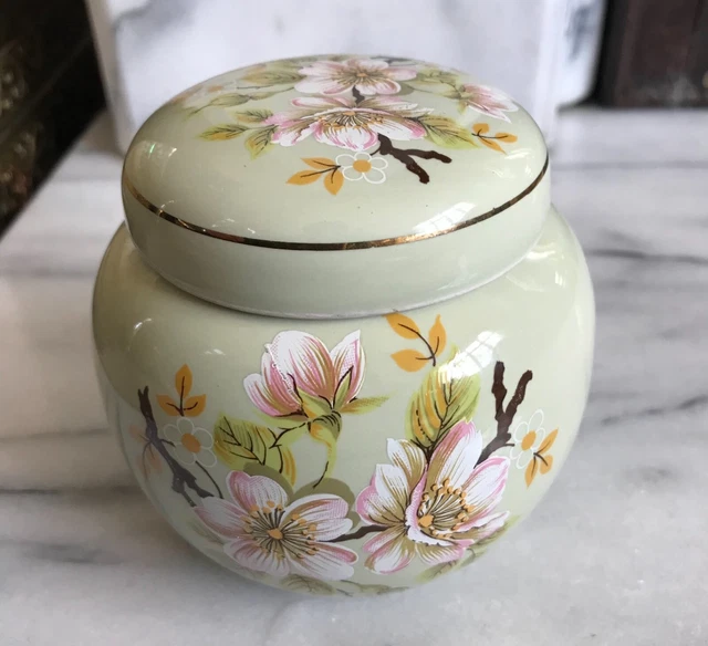 Vintage Sadler Keramik Deckel Ingwerglas Apfelblüte Made in England Gute Con