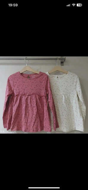 Girls Long Sleeve Tops Bundle x 2 Age 5-6 Yrs Spot Pink & Cream BNWT