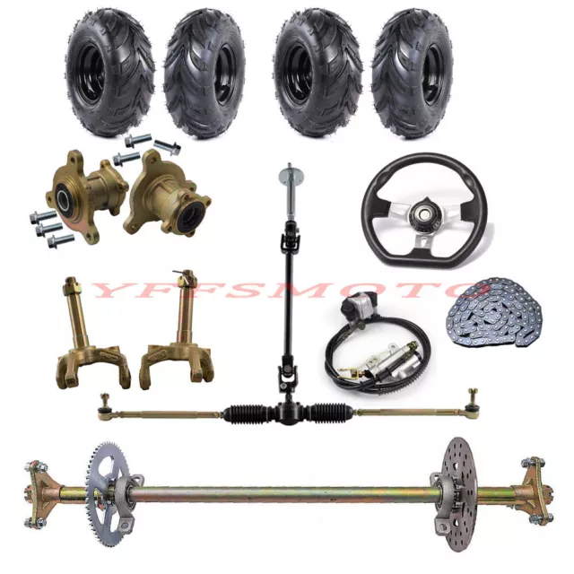 740mm Rear Axle Kits 145/70-6'' Tyres 3 Stud Brake Caliper for Go Kart Golf Cart