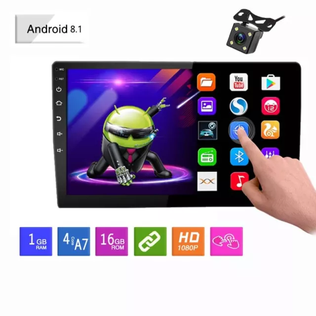 10" 2 Din Radio Coche Estéreo Android 8.1 GPS Wifi 1+16G Pantalla táctil Cámara