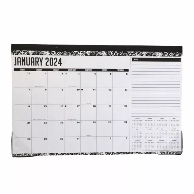 JOT 2024 MONTHLY Desk Blotter Pad Calendar 11 x 17 in Black White
