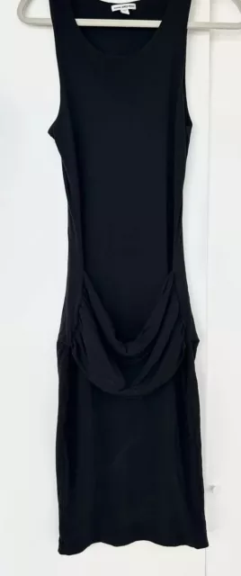 Standard James Perse 2 (m) Black Ruched Midi Dress clean crisp D