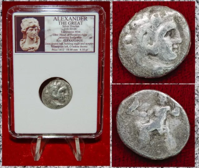 Ancient Greek Coin ALEXANDER THE GREAT Zeus Lampsacus Mint Silver Drachm