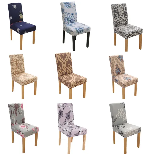 1/4/6pcs Stretch Spandex Dining Printed Chair Covers Slipcovers Home Room Decor