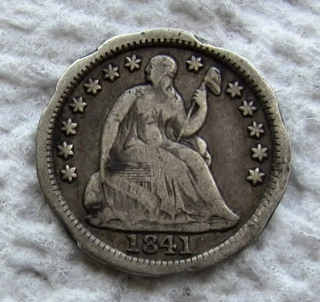 1841-O Seated Liberty Silver Half Dime Rare Key Date Mid Grade Detail Rim Damage