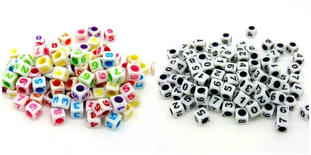 Colour 6mm Acrylic Number Cube Beads Random Mix Spacer Bead UK