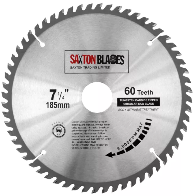 Saxton TCT Circular Wood Saw Blade 185mm x 30mm x 60T for Bosch Makita 184mm