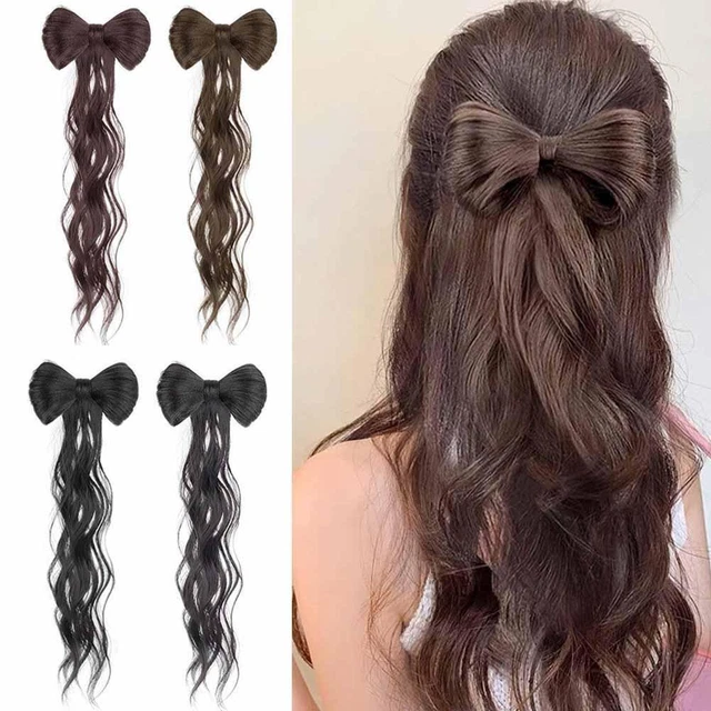 Bowknot Half-tie High Ponytail Wig Clip Hair Bag Meatball Hanfu Wig Braid B0L7