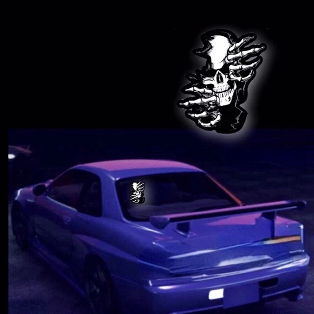 Adesivo auto da corsa pannello bagliore cranio horror finestra emettitore luce parabrezza I7T4